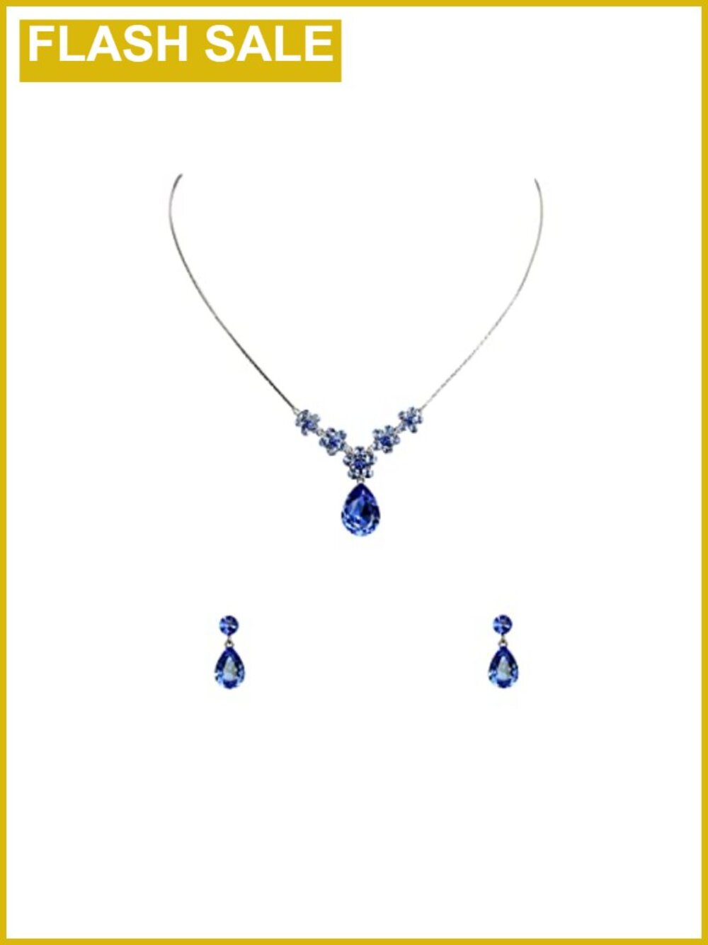 Rhinestone Crystal Floral Necklace Earrings Set Pierced Sterling Silver Posts
